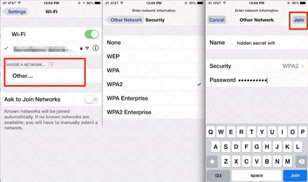 وصل شدن به وای فای مخفی در گوشی های iOS