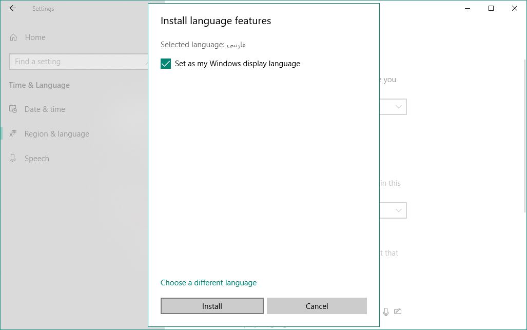 add persian language to windows 7