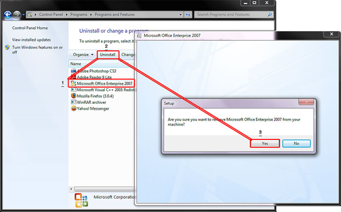مراحل حذف نرم افزار در ویندوز 7 