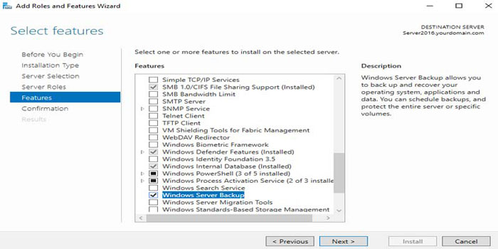 آموزش نصب Windows Server Backup در ویندوز سرور