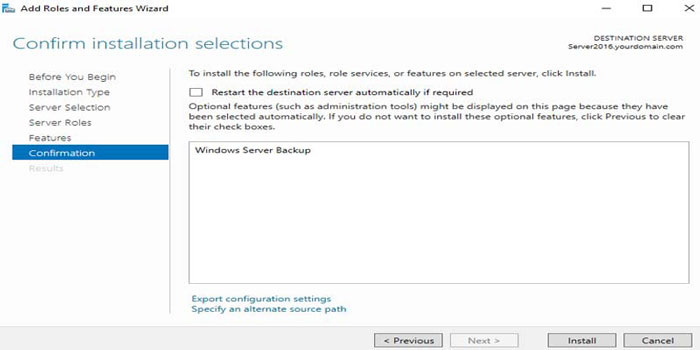 آموزش نصب Windows Server Backup در ویندوز سرور